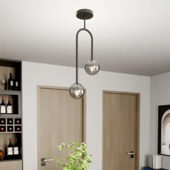 EMIBIG LIGHTING Atria taklampe, røykgrå/svart, høyde 76 cm, 2 lyskilder.| Taklamper