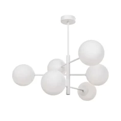 Domiluce Aurora hengelampe, hvit, Ø 60 cm, 6 lyskilder, glass, E14