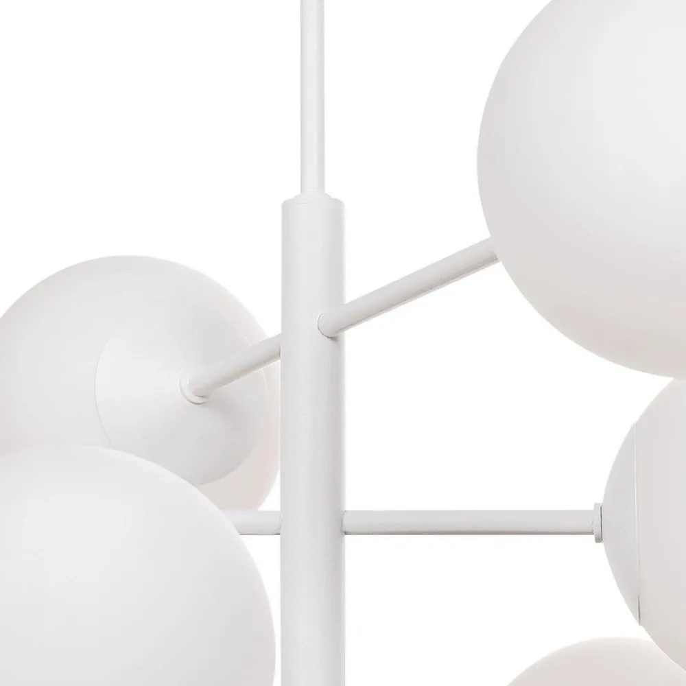 Domiluce Aurora hengelampe, hvit, Ø 60 cm, 6 lyskilder, glass, E14