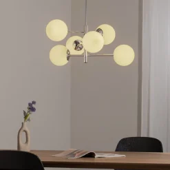 Domiluce Aurora hengelampe, krom, Ø 60 cm, 6 lyskilder, glass, E14| Pendellamper