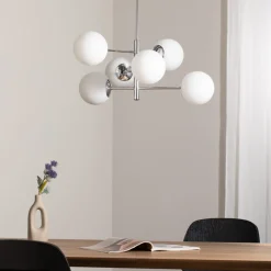 Domiluce Aurora hengelampe, krom, Ø 60 cm, 6 lyskilder, glass, E14| Pendellamper