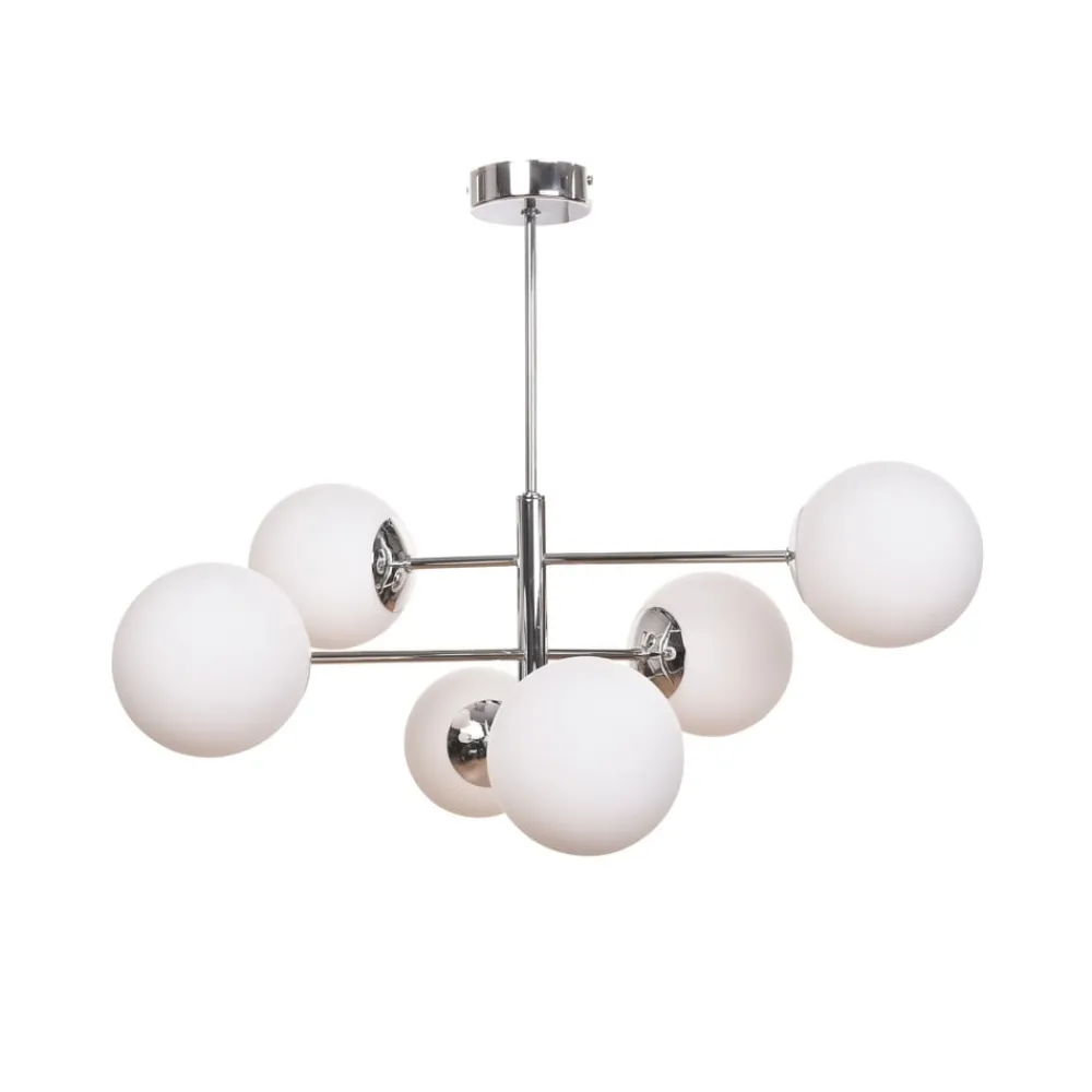 Domiluce Aurora hengelampe, krom, Ø 60 cm, 6 lyskilder, glass, E14| Pendellamper