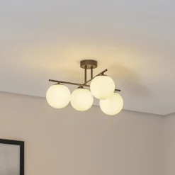 Domiluce Aurora taklampe, brun, Ø 50 cm, 4 lyskilder, glass, E14 Hot