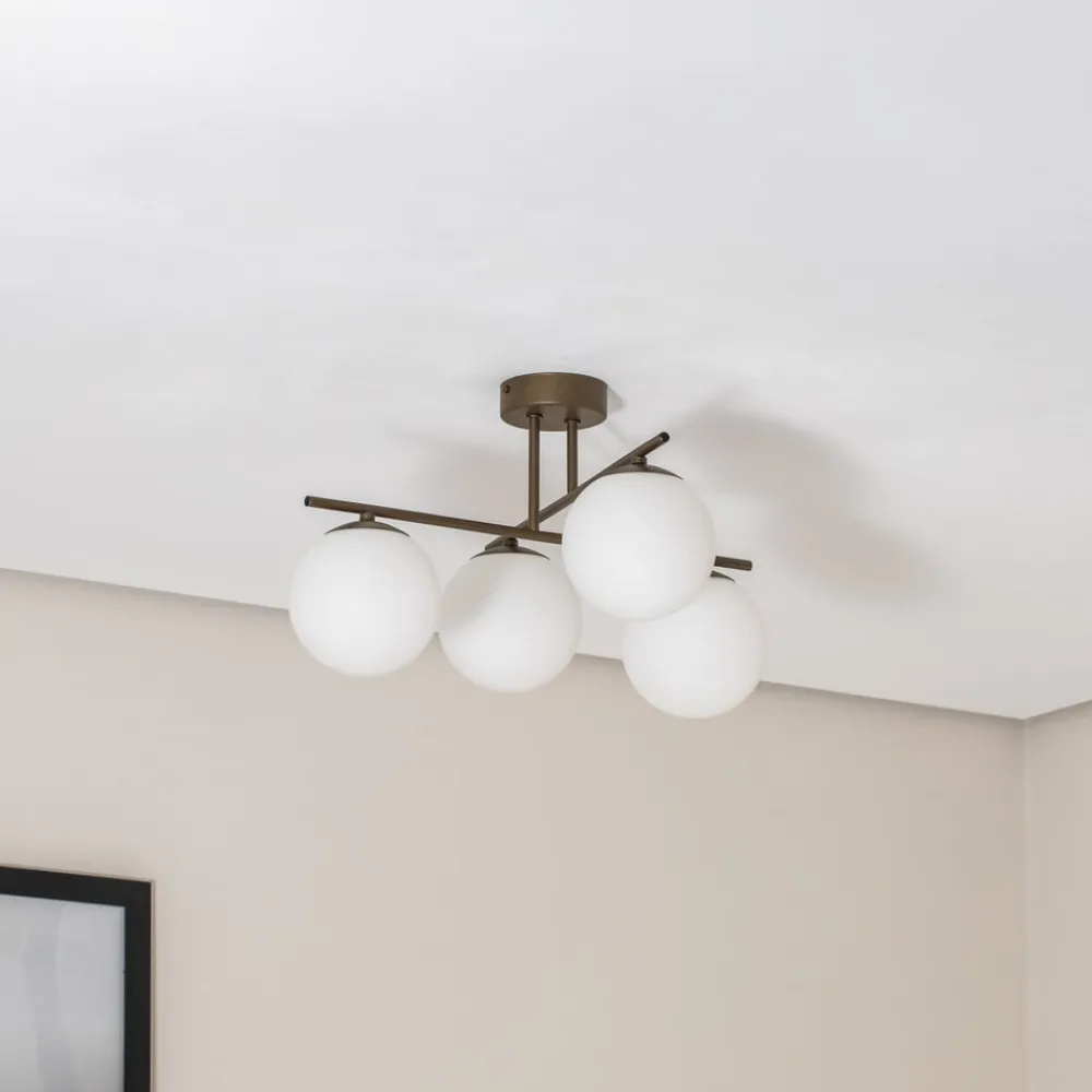 Domiluce Aurora taklampe, brun, Ø 50 cm, 4 lyskilder, glass, E14 Hot