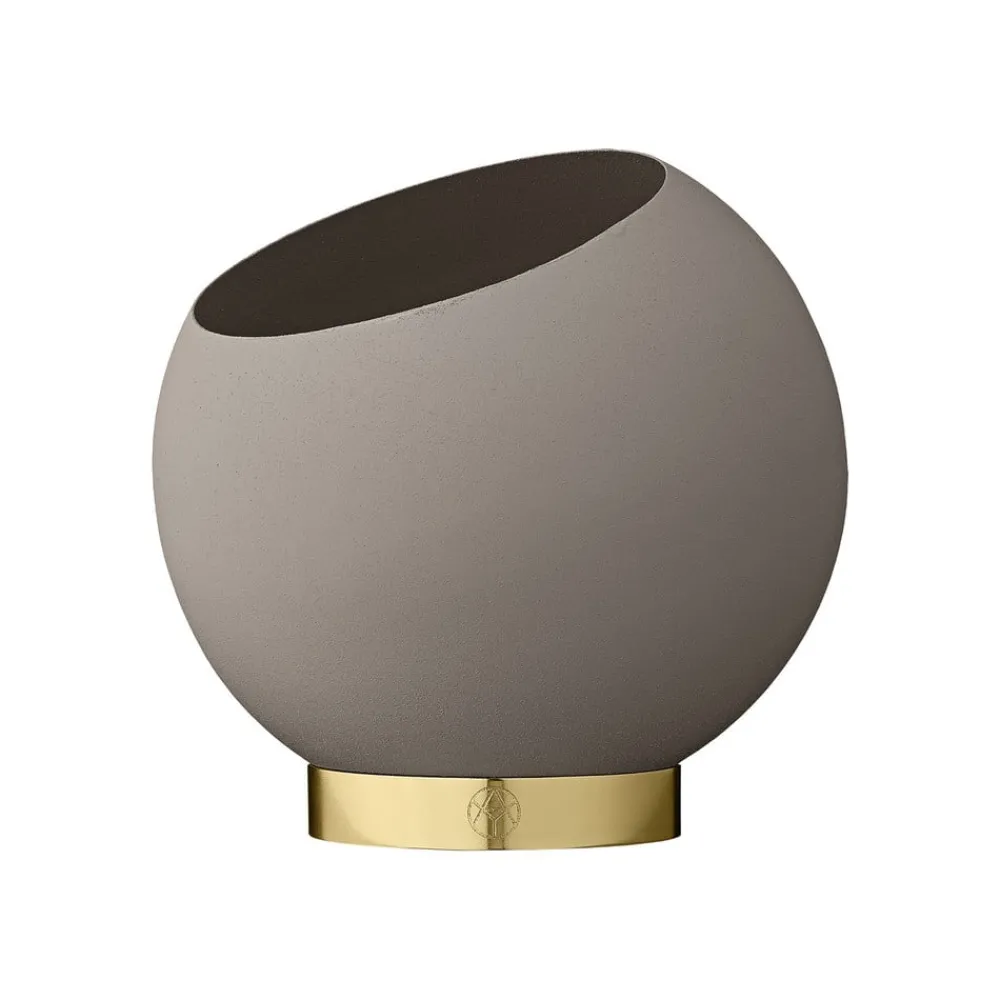 AYTM Globe blomsterpotte, Ø 17 cm, gråbrun, aluminium, stål| Møbel Og Interiør