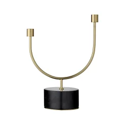 AYTM Grasil lysestake, gull/svart, bredde 25 cm, marmor| Møbel Og Interiør