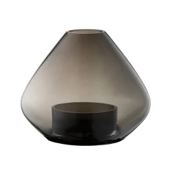 AYTM Lykt Uno, vase, røykgrå, Ø 14 cm, høyde 11 cm, glass| Møbel Og Interiør