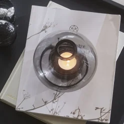AYTM Lykt Uno, vase, røykgrå, Ø 14 cm, høyde 11 cm, glass| Møbel Og Interiør
