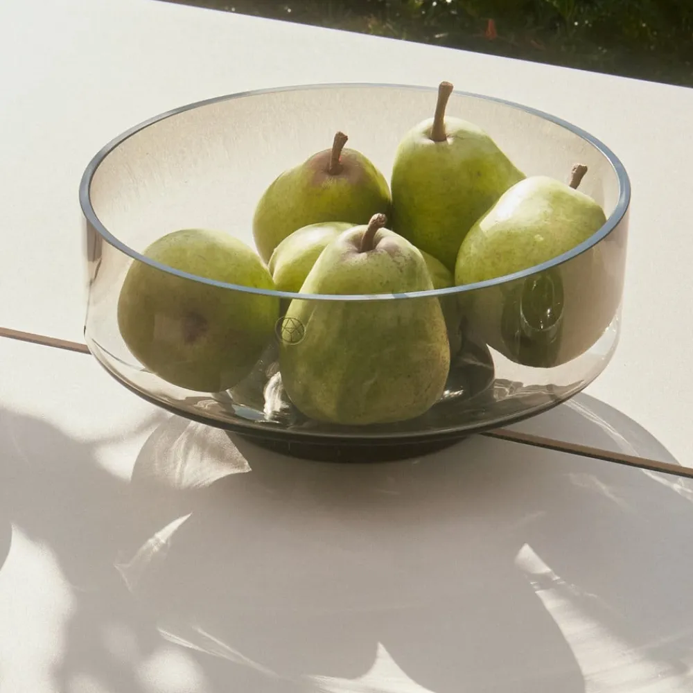 AYTM Volvi skål, røykgrå, Ø 25 cm, glass, base, marmor| Møbel Og Interiør