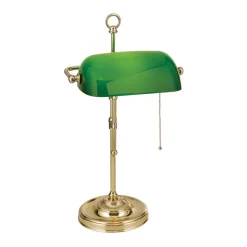 ORION Banklampe Harvard med trekkbryter, messing/grønn Discount