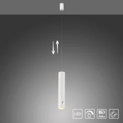 JUST LIGHT. GmbH BARE LYS. Fest hengelampe med oppladbar LED, hvit, jern Online