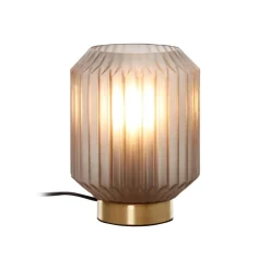 Beacon Lighting Beacon bordlampe Clancy, skjerm i røykgrått glass, høyde 17 cm| Bordlamper