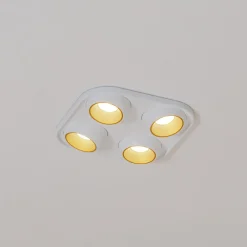 BEGA LED innfelt spot Studio Line, hvit/messing, 4 lyskilder. Hot