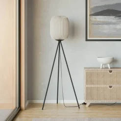 EGLO Belgrave gulvlampe, høyde 141,5 cm, svart/hvit, metall Hot