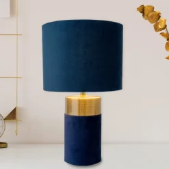 Näve Bordlampe 3189512, tekstilskjerm, blå Outlet