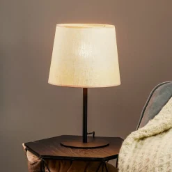 TK Lighting Bordlampe Chicago med skjerm i lin| Bordlamper