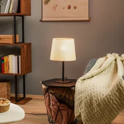 TK Lighting Bordlampe Chicago med skjerm i lin| Bordlamper