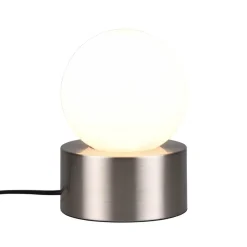 Reality Leuchten Bordlampe Countess, opalglass, metallfot nikkel| Bordlamper