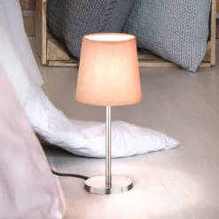 FH Lighting Bordlampe Eve linskjerm nikkel/rosa| Bordlamper