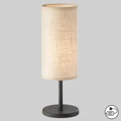 FH Lighting Bordlampe Kira, tekstilskjerm, svart/sand| Bordlamper