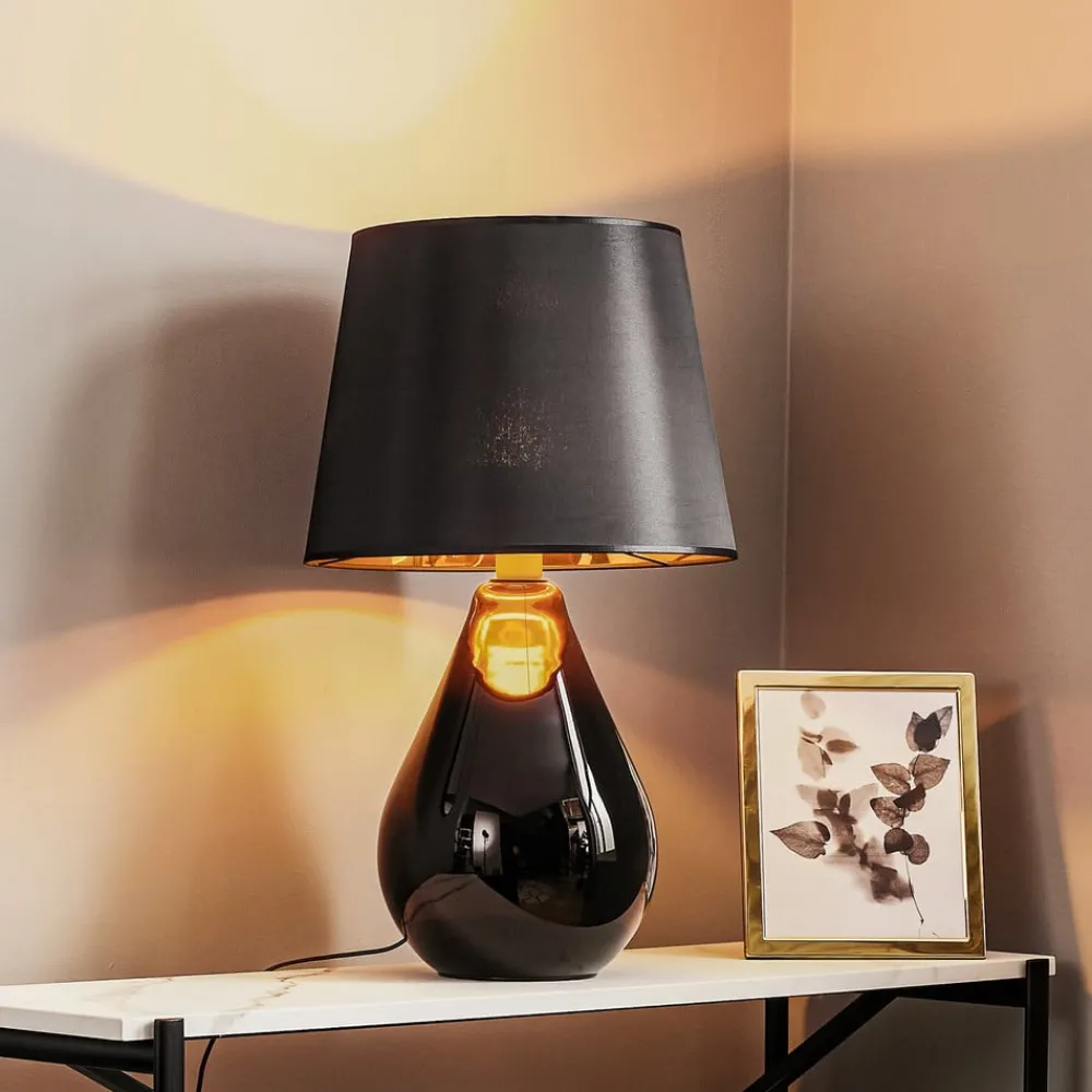 TK Lighting Bordlampe Lacrima, svart/gull| Bordlamper