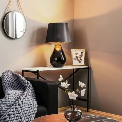 TK Lighting Bordlampe Lacrima, svart/gull| Bordlamper