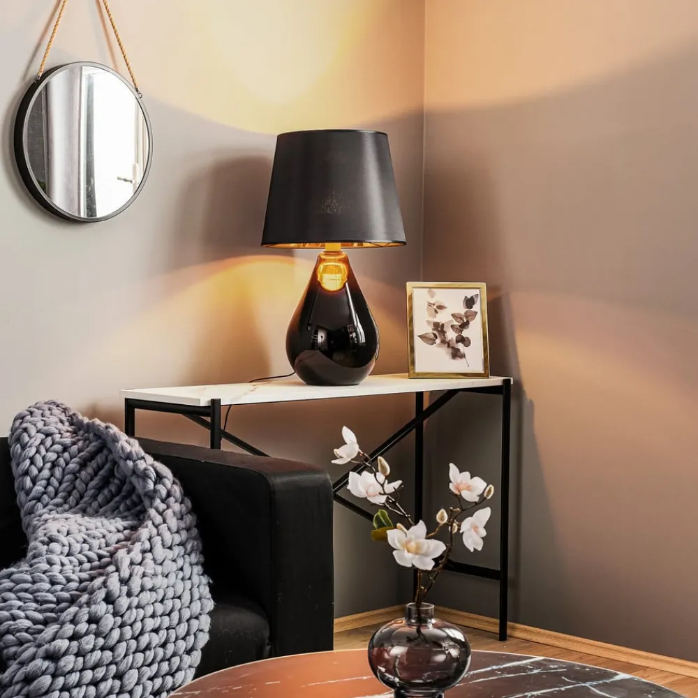 TK Lighting Bordlampe Lacrima, svart/gull| Bordlamper