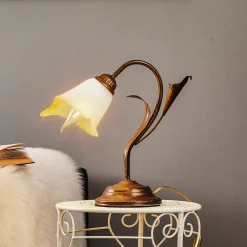 ONLI Bordlampe Lucrezia i bronse med blomsterskjerm Clearance