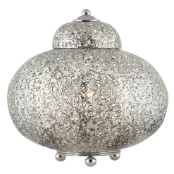 Searchlight Bordlampe Maroccan Fretwork i blank nikkel Outlet