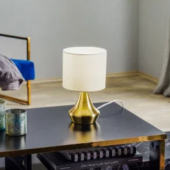 ONLI Bordlampe Ottone med tekstilskjerm, messing| Bordlamper