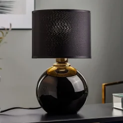 TK Lighting Bordlampe Palla, Ø 20 cm, svart/gull| Bordlamper