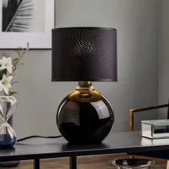 TK Lighting Bordlampe Palla, Ø 20 cm, svart/gull| Bordlamper