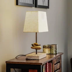 ONLI Bordlampe Seregon med stoffskjerm, høyde 39 cm| Bordlamper