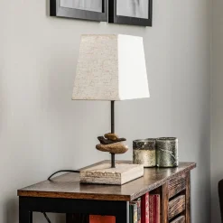 ONLI Bordlampe Seregon med stoffskjerm, høyde 39 cm| Bordlamper