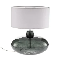 Argon Bordlampe Skien, skjerm hvit, glassfot røykgrå| Bordlamper