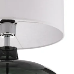 Argon Bordlampe Skien, skjerm hvit, glassfot røykgrå| Bordlamper