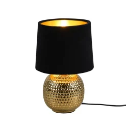 Reality Leuchten Bordlampe Sophia med keramisk fot, svart/gull| Bordlamper