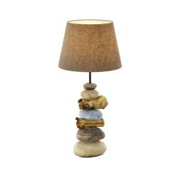 ONLI Bordlampe Vera, stoffskjerm og steindekor, 55 cm Hot