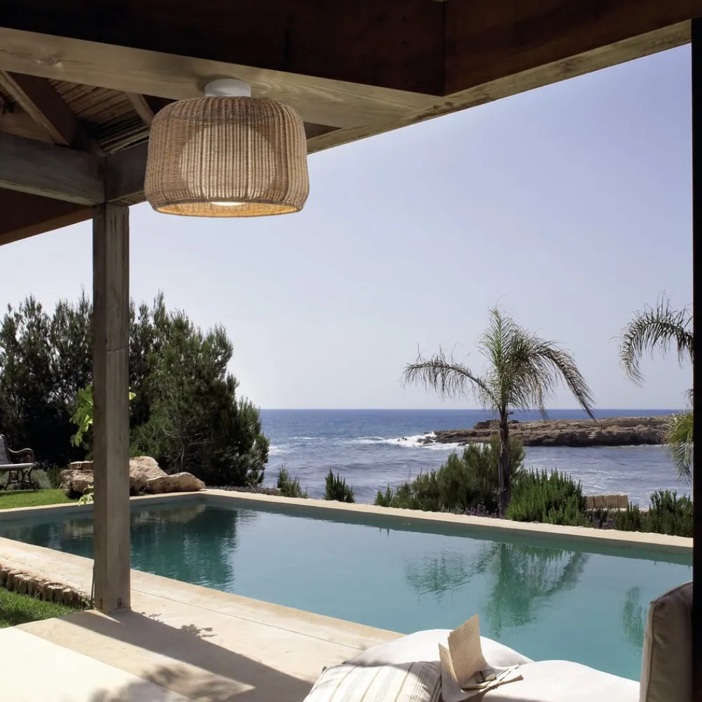 Bover utendørs taklampe Fora, naturhvit/beige, Ø 50 cm| Taklamper Utendørs