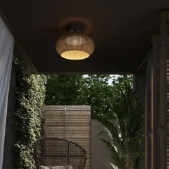 Bover utendørs taklampe Perris, brun/brun, Ø 47 cm| Taklamper Utendørs