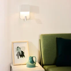 Lucide Boxer LED-vegglampe med spot, hvit Online