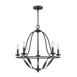 QUOIZEL Bradbury lysekrone, 5 lyskilder, grå New