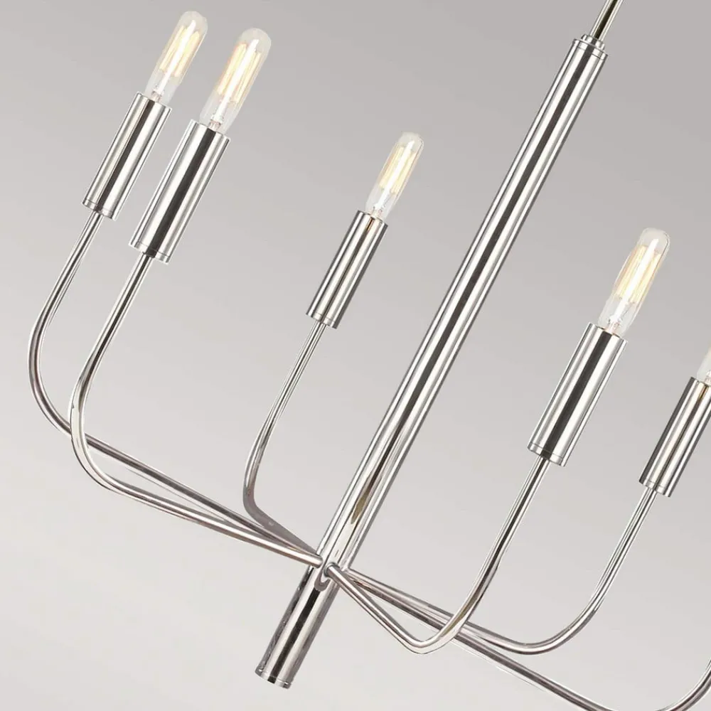 FEISS Brianna lysekrone, seks lyskilder, polert nikkel| Lysekroner