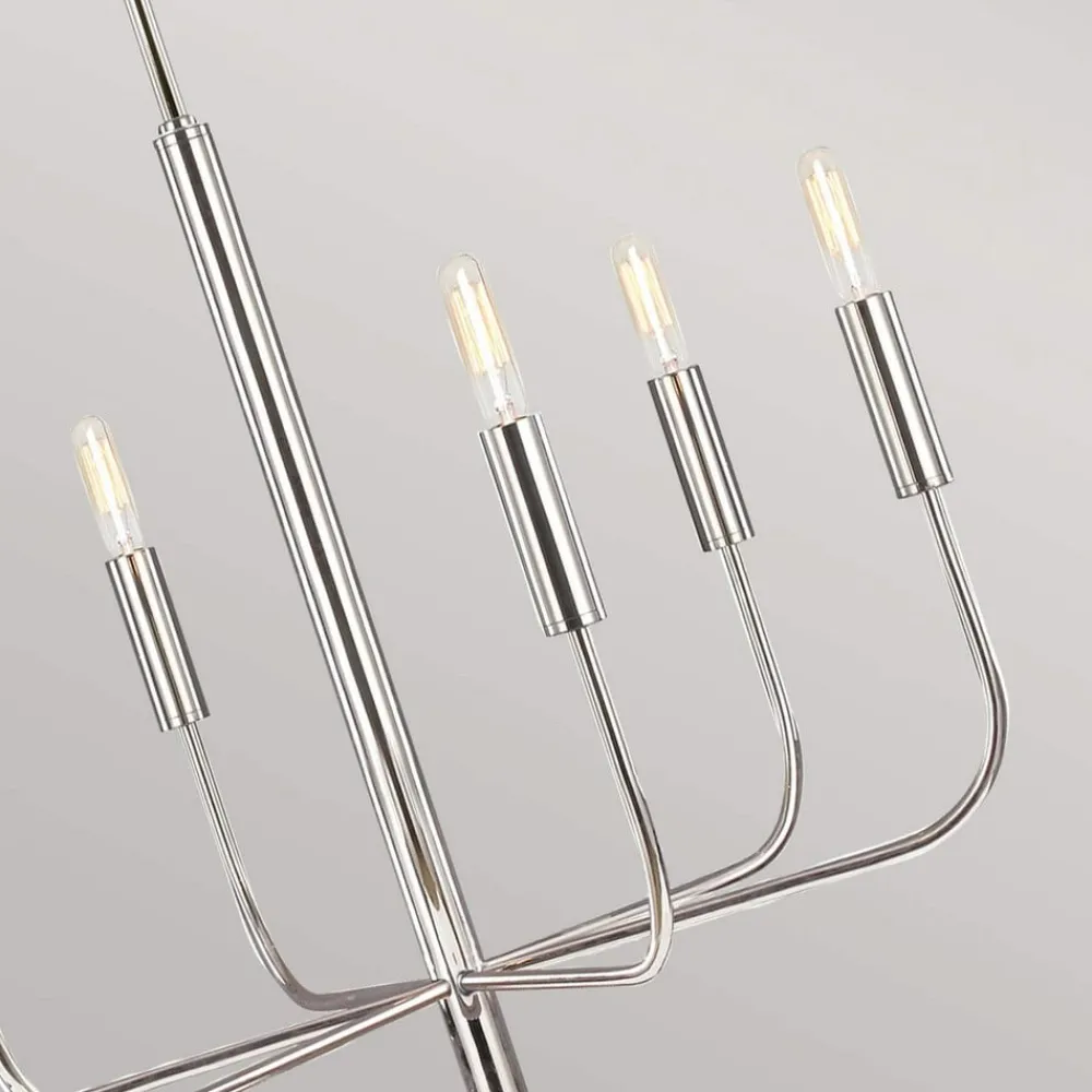 FEISS Brianna lysekrone, seks lyskilder, polert nikkel| Lysekroner