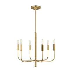 FEISS Brianna-lysekrone, seks lys, polert messing| Lysekroner
