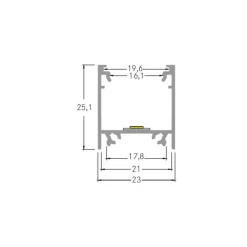 BRUMBERG monteringsprofil høyde 25 mm lengde 2 m aluminium