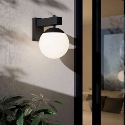 EGLO Bufalata utendørs vegglampe, svart/opalhvit Hot