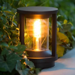 Lucide Cadix bunnlampe 22 cm i støpt aluminium| Sokkellamper Med Sensor|Sokkellamper