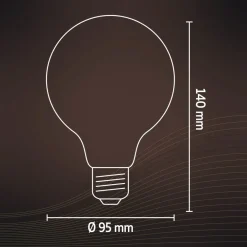 Calex E27 G95 LED 4,5W LED filament gull 821| E27 Pærer|Filament Pærer