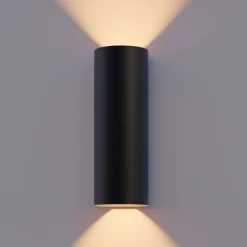 Calex LED utendørs LED-vegglampe Rund, opp/ned, høyde 23 cm, svart| Kommersiell Utebelysning